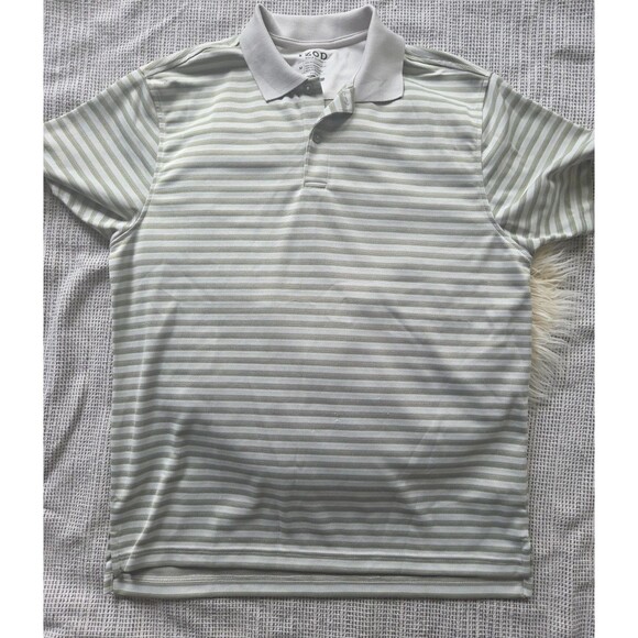 IZOD Polo Shirt Men's Gray Striped Golf Classix Classic Pullover Activewear - Picture 2 of 8